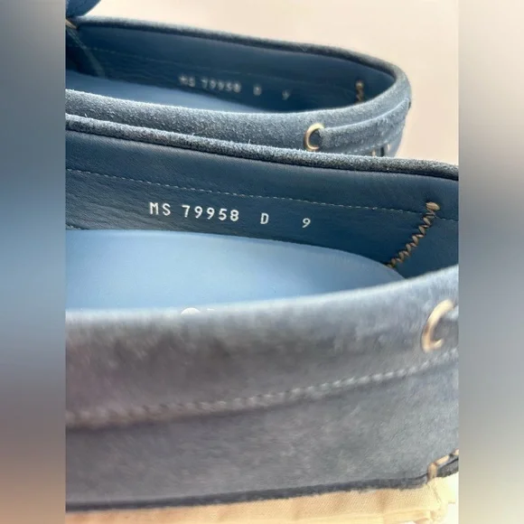 Salvatore Ferragamo Men Driving Suede Blue Moccasin Loafers Logo Sz 9 D - Picture 4 of 16